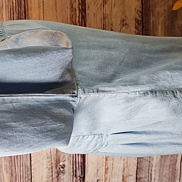 NEW STYLE & CO DENIM BLUE LONG ROLL TAB SLEEVE BUTTON-UP SHIRT - Picture 9 of 13